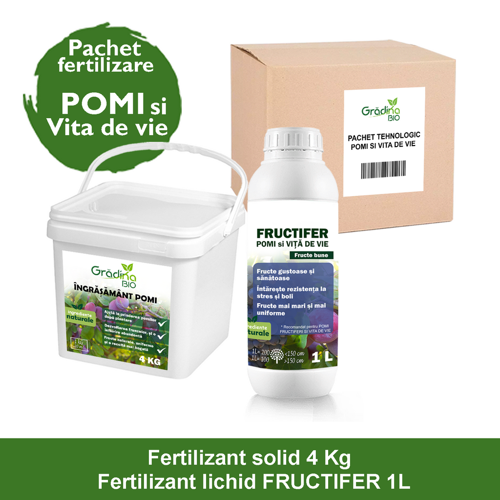 Pachet de Fertilizare POMI si Viță de vie Gradina BIO -Solid + Foliar