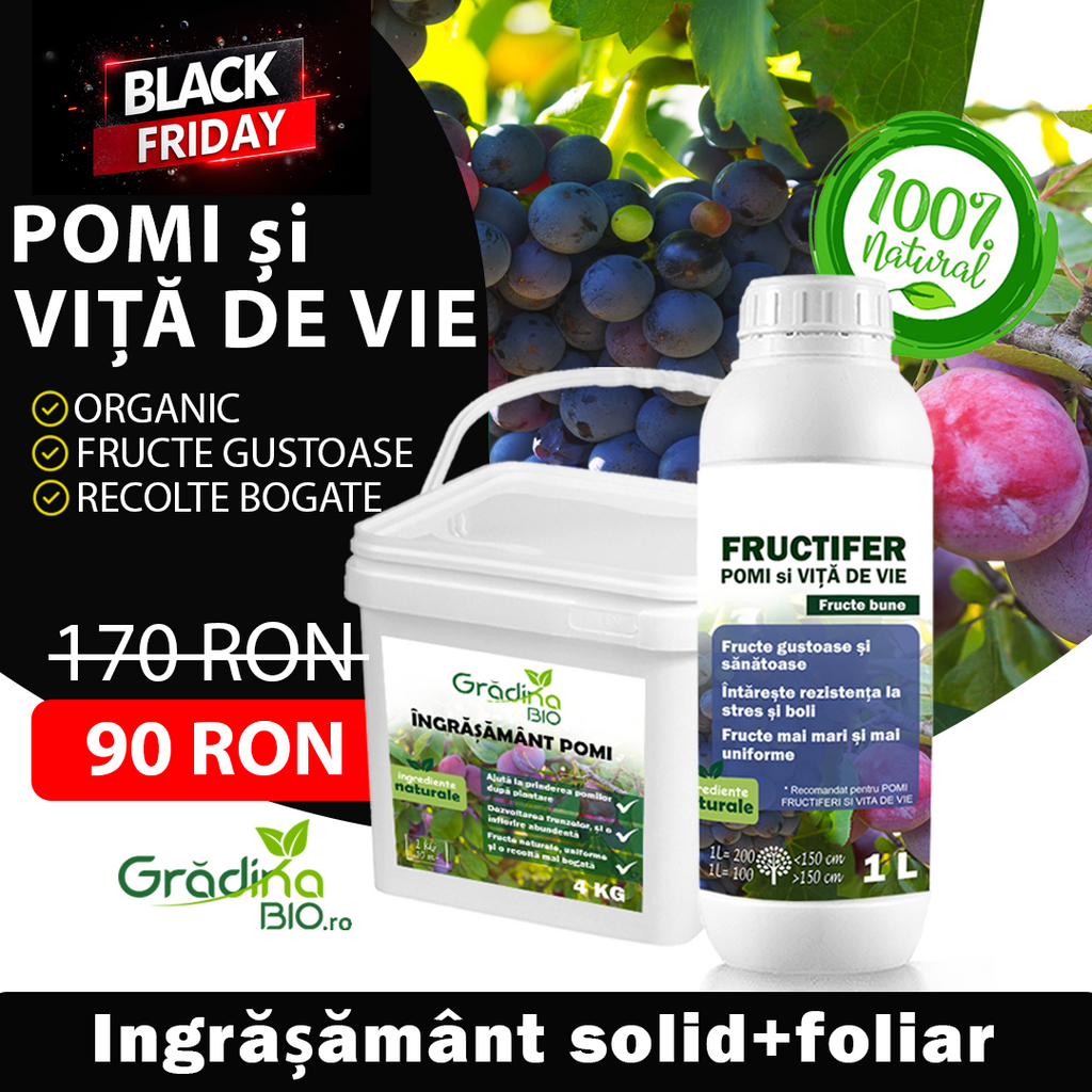 Pachet de Fertilizare POMI si Viță de vie Gradina BIO -Solid + Foliar
