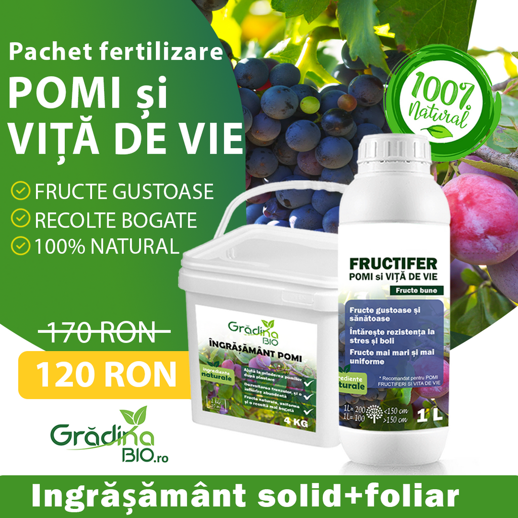 Pachet de Fertilizare POMI si Viță de vie Gradina BIO -Solid + Foliar