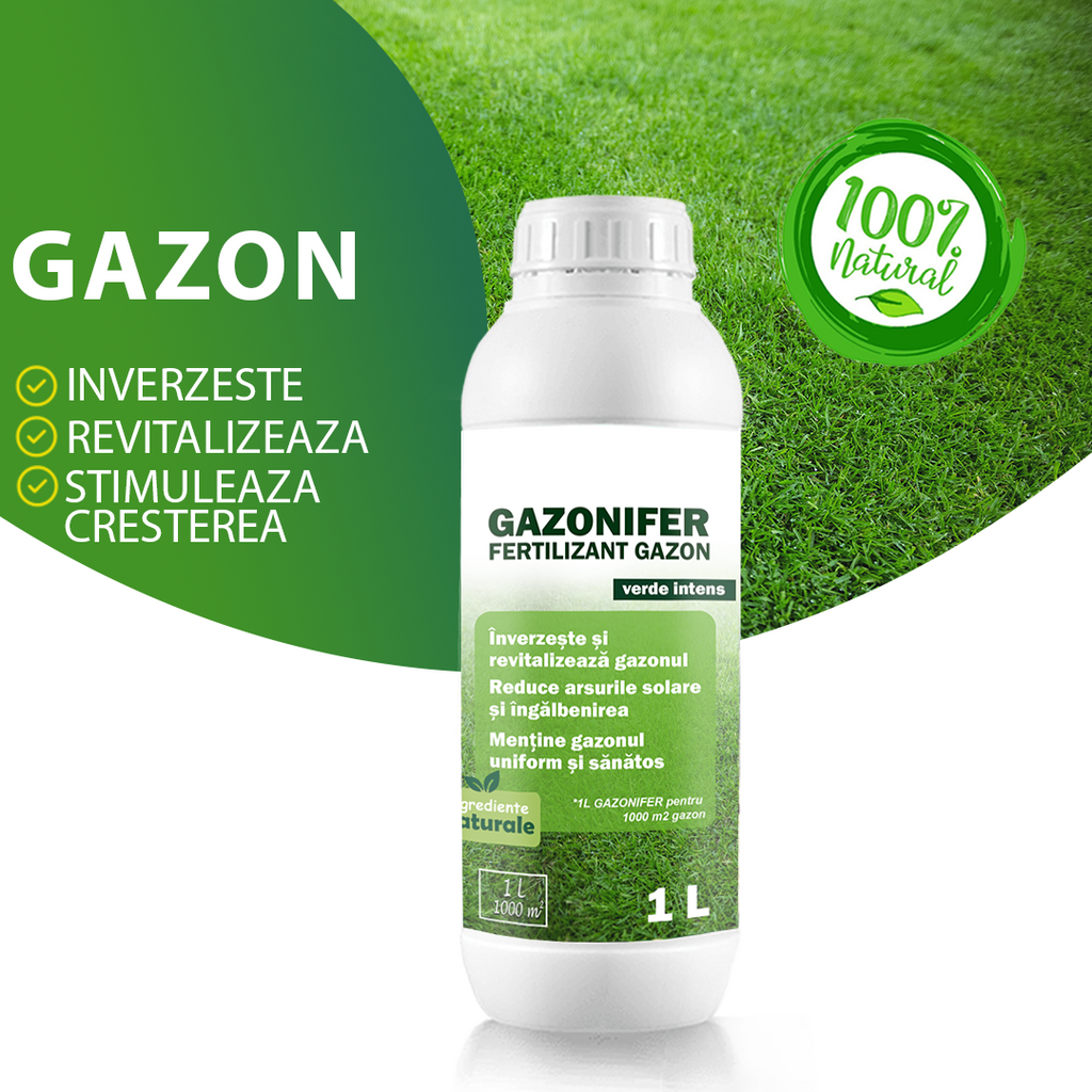 GAZONIFER – Fertilizant natural pentru Gazon, Verde Intens | 1 L