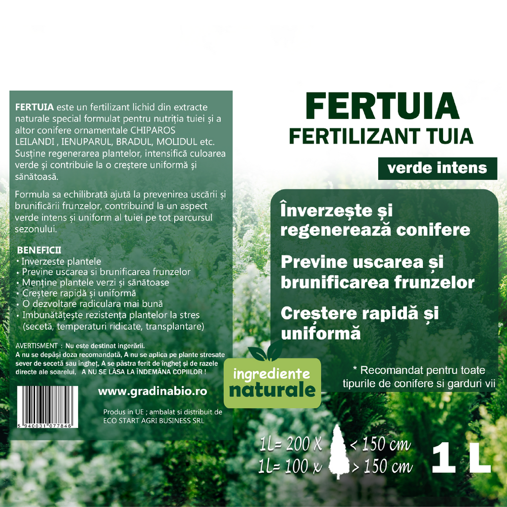 Fertuia Fertilizant Tuia Foliar 1L – Crestere Sanatoasa si Verde Intens –  Gradina BIO